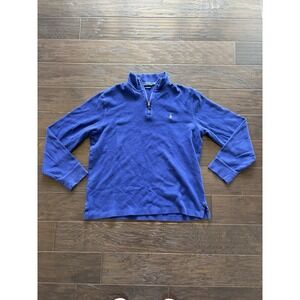 Polo Ralph Lauren Sweater Mens Medium 1/4 Zip Pullover Pony Logo Blue Estate Rib